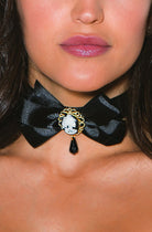 Shirley of Hollywood 970 Choker Ribbon Bow Cameo Black - Divine Silk